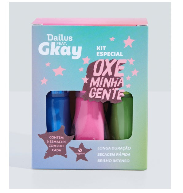 Brazilian Original Dailus Ôxe Minha Gente Gkay Nail Polish Kit 6 Colors Beauty Art