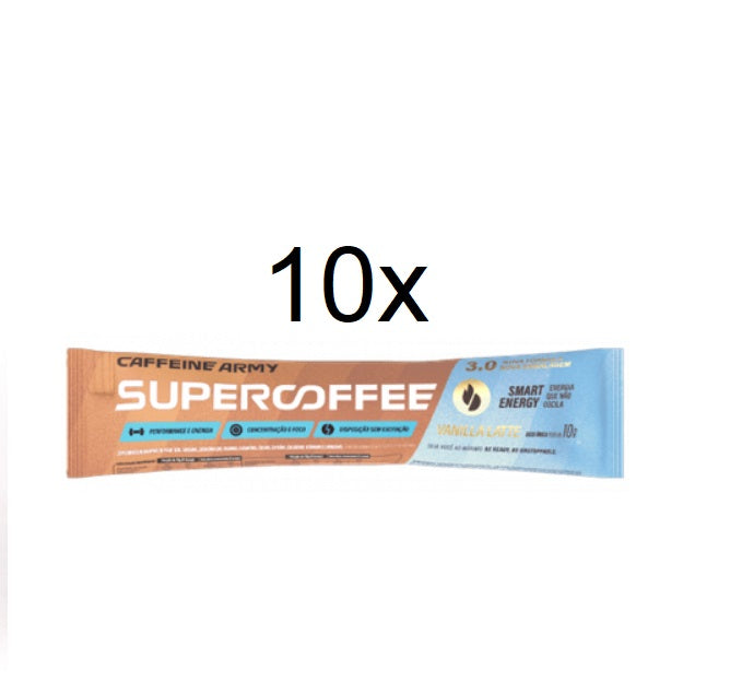 Lot of 10 Caffeine Army 3.0 Vanilla Latte Flavor Coffee Energetic Supplement 10g - SuperCoffee