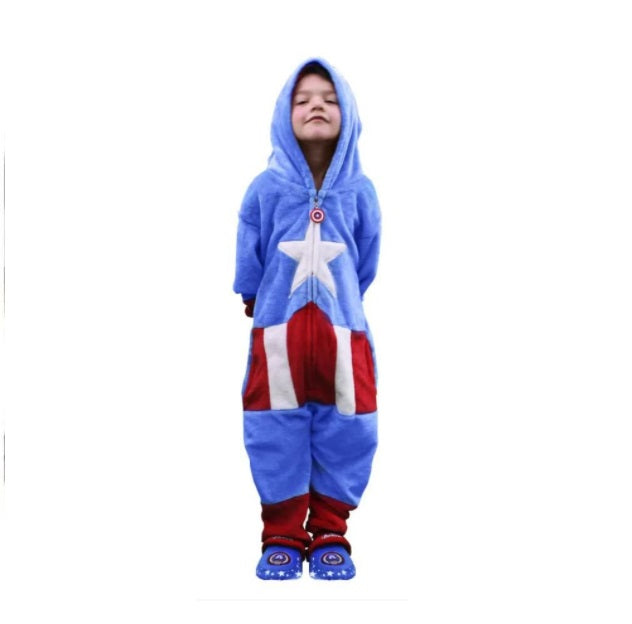 Kigurumi Nuigurumi Marvel Captain America Onesie Sleepwear Costume Kids 3/4y