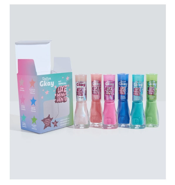 Brazilian Original Dailus Ôxe Minha Gente Gkay Nail Polish Kit 6 Colors Beauty Art