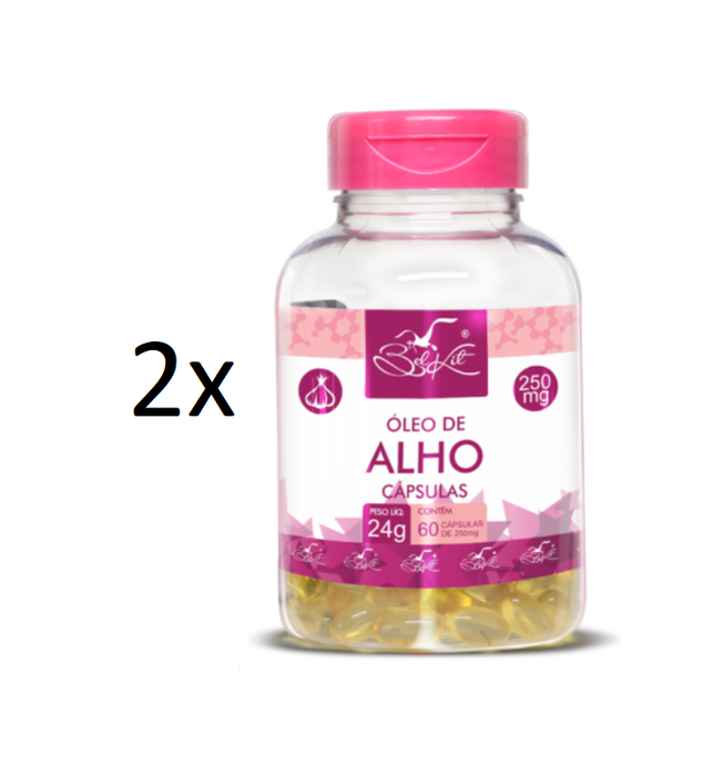 Lot of 2 Brazilian Original Belkit Garlic Oil Antioxidant Supplement 60x250mg Caps.