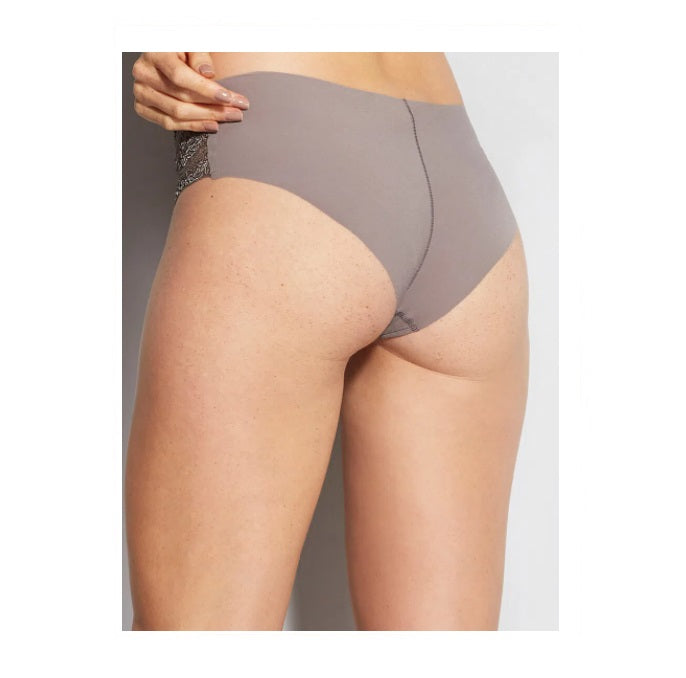 Hope Nude Wide Sides Microfiber Lace Panty Hazelnut Underwear Brazilian