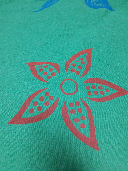 Hammock Green Flowers Pattern - 9 ft by 4 ft - Handmade Woven Cotton