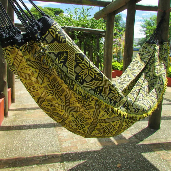 Hammock Yellow Pattern - 9 ft by 4 ft - Handmade Woven Cotton