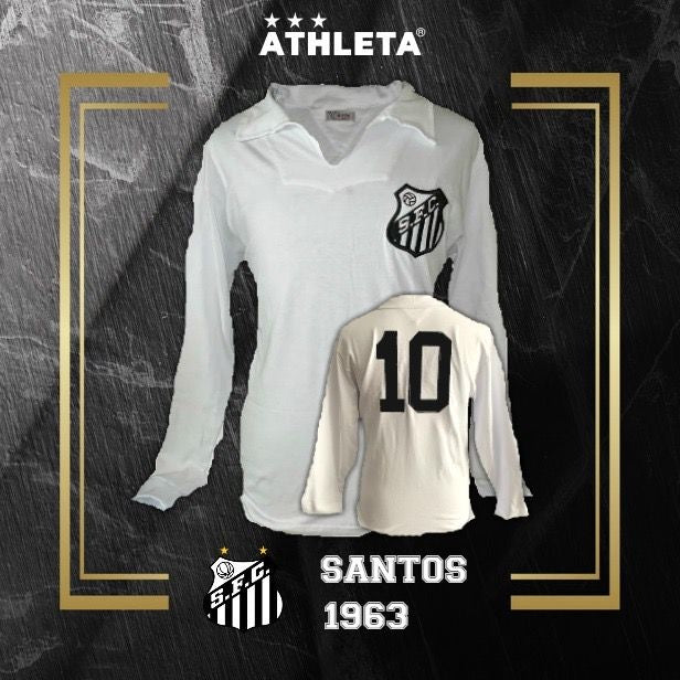 Pele Soccer Jersey SANTOS 1962 1963 WORLD CUP LONG SLEEVE 100% authentic