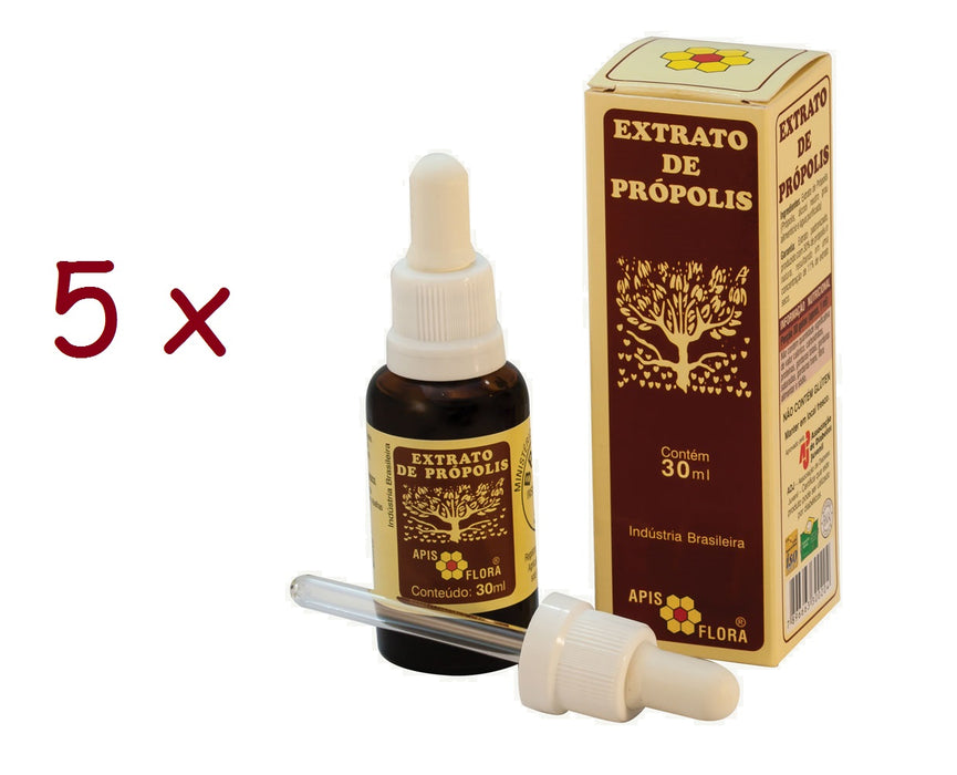 5 x 30ml Propolis Extract APIS FLORA Brazilian Organic Bee Natural Immunity Health