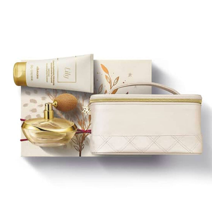 Gift Kit Lily: Eau De Parfum 75ml + Moisturizing Cream 150g + Paddle - o Boticario