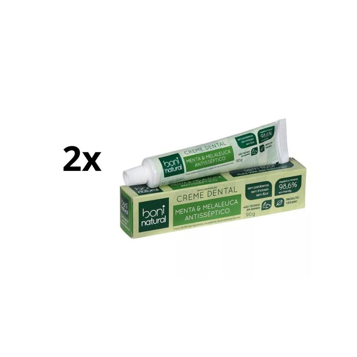 Melaleuca Mint Pack of 2 Vegan Toothpaste for Oral Health - Antiseptic 3.2 oz each - Boni Natural