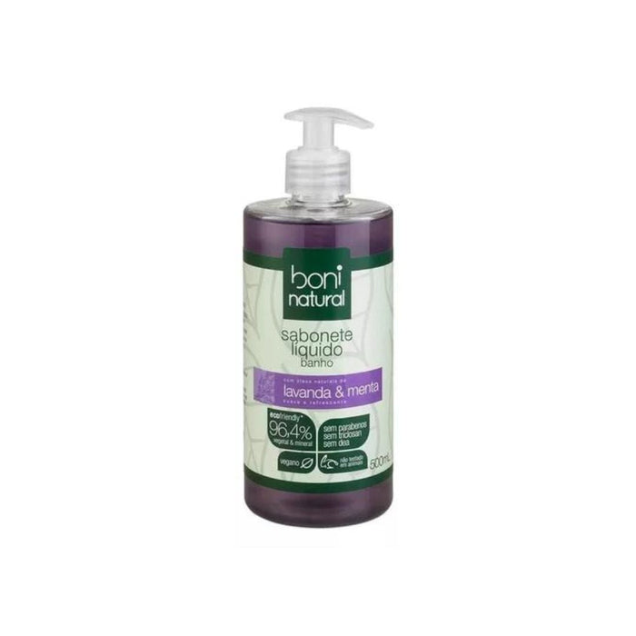 Boni Natural Lavender Mint Liquid Bath Body Soap - Vegan & Cruelty Free - 16.9 fl oz (500 ml)