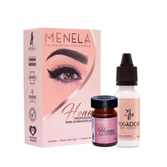 Menela Brazilian Henna For Eyebrows Medium Brown Waterproof Ink Kit 2.5g (0.09oz)
