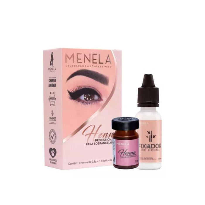 Menela Brazilian Henna For Eyebrows Dark Brown Waterproof Ink Kit 0.08oz