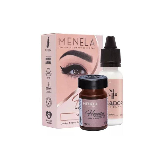 Menela Brazilian Henna For Eyebrows Black Waterproof Ink Kit 0.09 oz