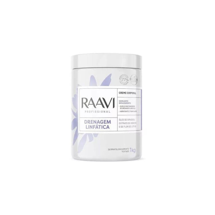 Raavi Lymphatic Drainage Body Cream with Essential Oils for Massage and Skin Care - 2.2 lbs (1kg)