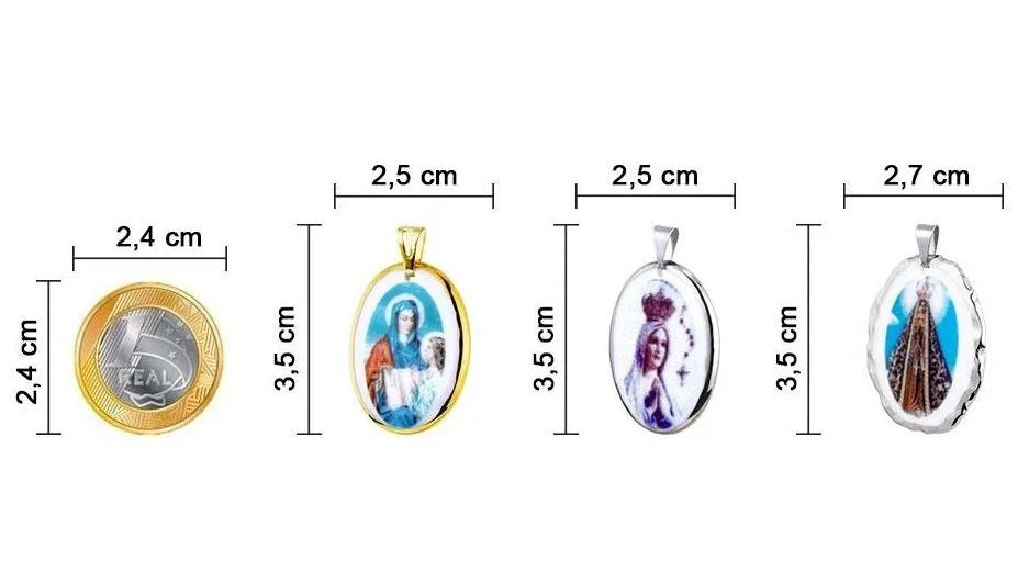 Pendant Faith Medal Our Lady Aparecida Dark Blue 18k Gold Necklace Acessories